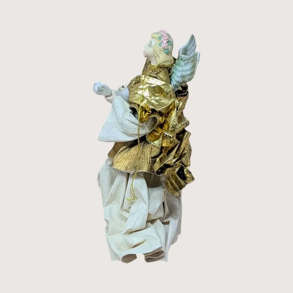 Vintage Fabric Mache Angel Ornament